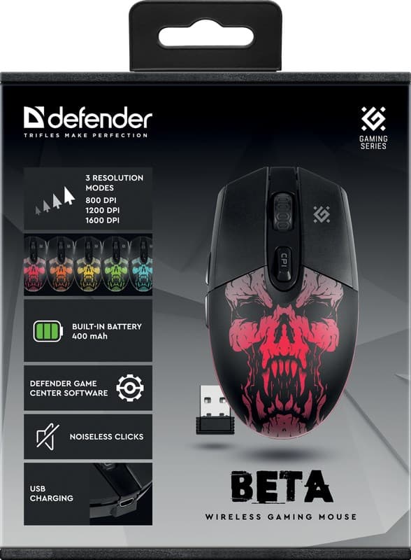 Defender Beta GM-707L mus Höger RF trådlös optisk 1600 DPI