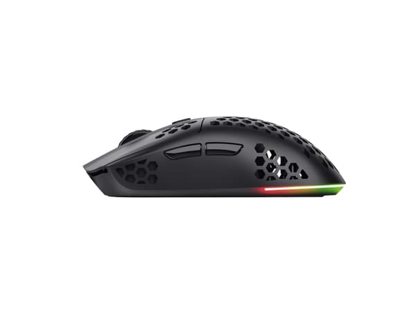 Trust GXT 929 Helox - Mus - ultra-lightweight, gaming - högerhänt - optisk - 6 knappar - trådlös - 2.4 GHz - trådlös USB-mottagare - svart