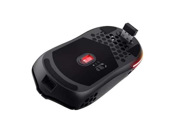 Trust GXT 929 Helox - Mus - ultra-lightweight, gaming - högerhänt - optisk - 6 knappar - trådlös - 2.4 GHz - trådlös USB-mottagare - svart