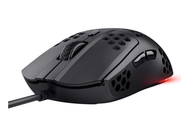 Trust GXT 928 Helox - Mus - ultra-lightweight, gaming - högerhänt - optisk - 6 knappar - kabelansluten - USB - svart