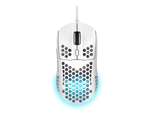 Trust GXT 928W Helox - Mus - ultra-lightweight, gaming - högerhänt - optisk - 6 knappar - kabelansluten - USB - vit Vit