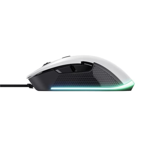 Trust Gaming GXT 922W Ybar USB trådbunden spelmus, 68 % återvunnet material, programmerbar, 200-7200 DPI, LED-belysning - vit