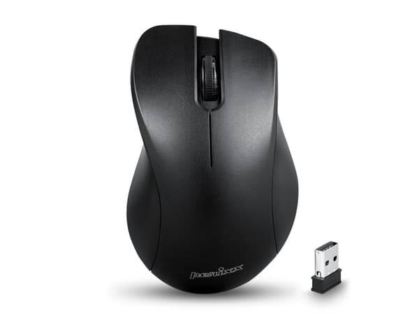 Perixx PERIMICE-621, Høyre hendt, Optisk, RF Wireless + Bluetooth + USB Type-A, 1600 DPI, Sort
