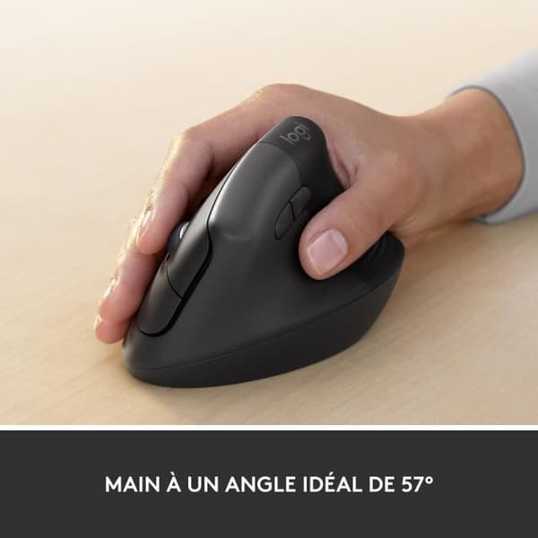 Ergonomisk mus - Logitech - Lift for Business - Tyst - Grafit - Trådlös
