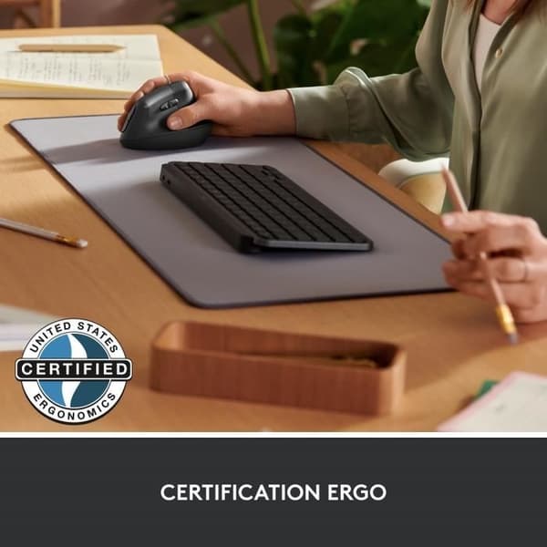 Ergonomisk mus - Logitech - Lift for Business - Tyst - Grafit - Trådlös