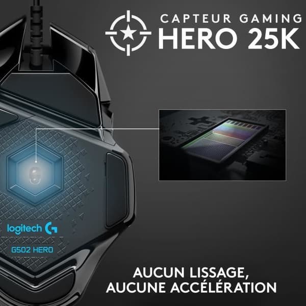 Spelmus - Kabelansluten - Logitech G - G502 Hero - Svart