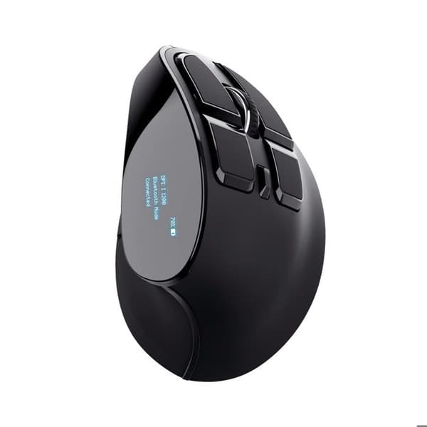 Trust Voxx Vertical Wireless Rechargeable Mouse, Bluetooth eller 2,4 GHz, Ergonomisk – Svart Svart