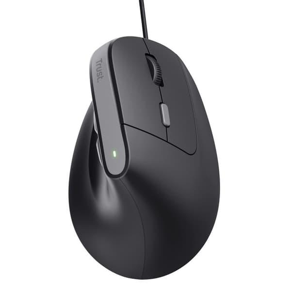 TRUST Ergonomisk trådmusen Svart