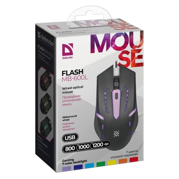 Optisk Mus Defender FLASH MB-600L Svart