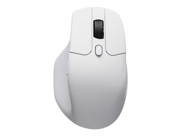 Keychron M6 - Mus - ergonomisk - optisk - 5 knappar - trådlös, kabelansluten - 2.4 GHz, Bluetooth 5.1, USB-C - USB-C trådlös mottagare - vit