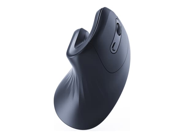 Gembird - Vertikal mus - ergonomisk - høyrehendt - optisk - 6 knapper - trådløs - 2.4 GHz - USB trådløs mottaker - svart