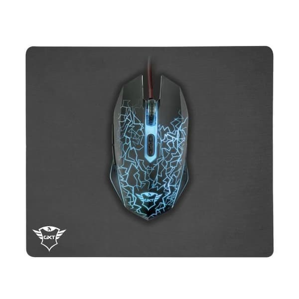 Trust Gaming GXT 783 Izza Gaming mus och musmatta 24 x 21 cm, Ambidextrous Form, 800-4000 DPI - Svart