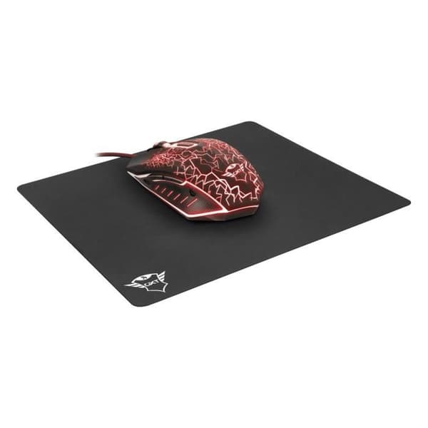 Trust Gaming GXT 783 Izza Gaming mus och musmatta 24 x 21 cm, Ambidextrous Form, 800-4000 DPI - Svart Svart