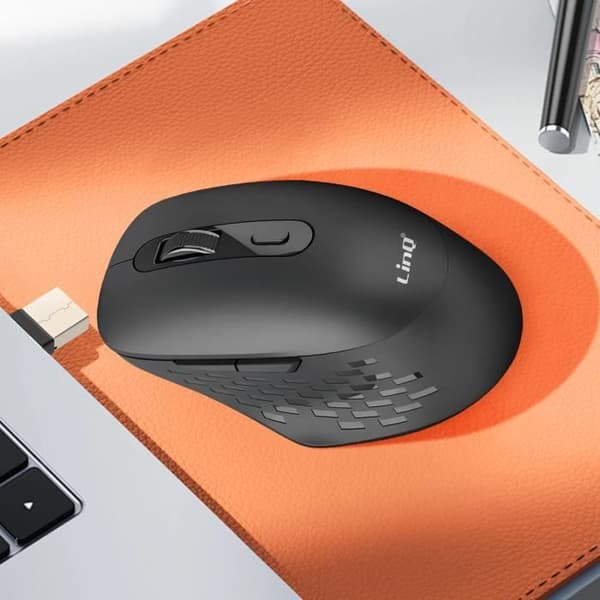 2.4G WiFi och Bluetooth trådlös mus med USB C och USB Dongle LinQ Black