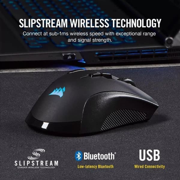 Corsair Ironclaw Trådløs RGB Gaming Mus 18K DPI Flerfarvet baggrundsbelysning