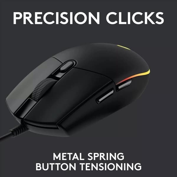 Logitech G203 Lightsync Gaming Mouse, 6 programmerbare knapper, 8K DPI - Sort