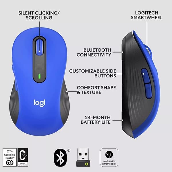 Logitech Signature M650L täysikokoinen langaton hiiri - sininen