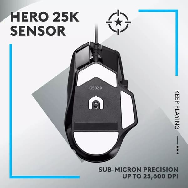 Logitech G G502 X trådbunden spelmus - LIGHTFORCE , HERO 25K spelsensor