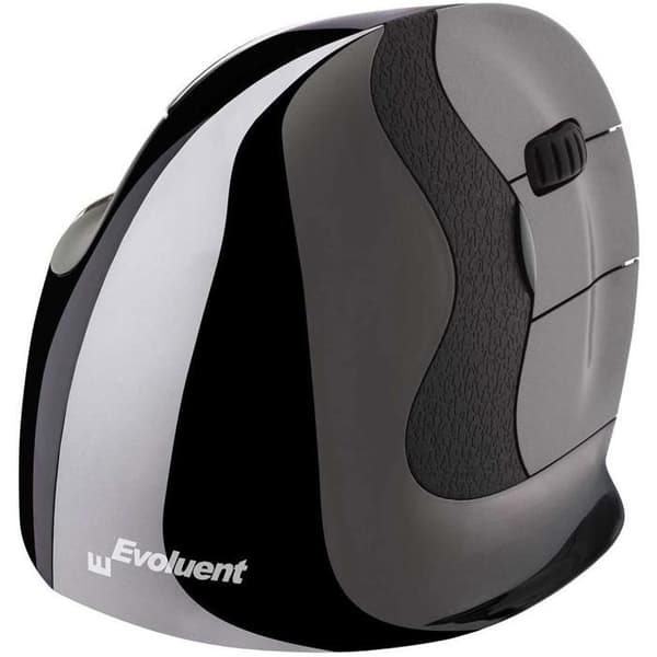 Evoluent VerticalMouse D Wireless Small - Ergonomisk trådlös mus - högerhänt - 2600 dpi lasersensor - 5 knappar Svart, Grå