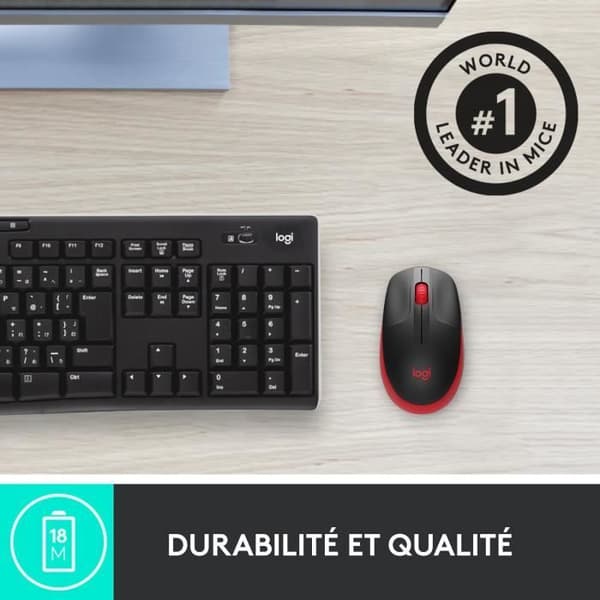 Ergonomisk trådlös mus - Logitech - M190 - Röd
