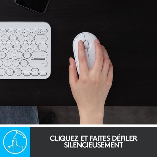 Trådlös mus - Logitech - M350 Pebble - Tyst Bluetooth - Vit