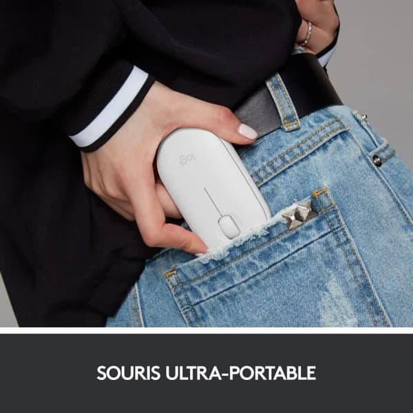Trådlös mus - Logitech - M350 Pebble - Tyst Bluetooth - Vit