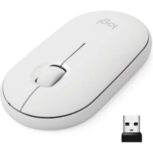 Trådlös mus - Logitech - M350 Pebble - Tyst Bluetooth - Vit Vit