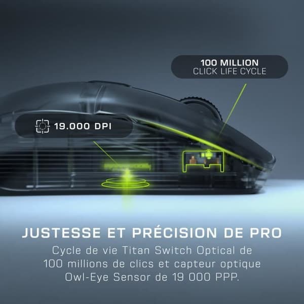 Trådlös mus - ROCCAT - Kone XP Air - 29 programmerbara ingångar - 3D RGB-belysning - 19000 DPI