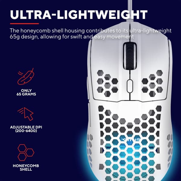 GXT 928W Helox Lett Gaming Mus Hvit