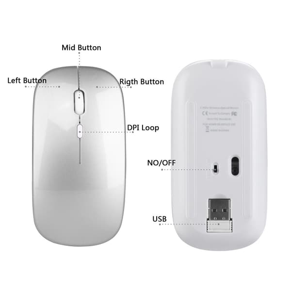 INF Langaton hiiri 2.4G - Hiljainen optinen tietokoneen hiiri
