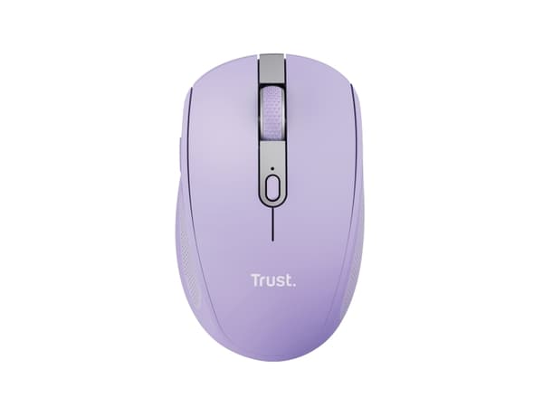 Trust Ozaa - Mus - kompakt, fleranvändarenhet - högerhänt - optisk - 6 knappar - trådlös - 2.4 GHz, Bluetooth - trådlös USB-mottagare - lila