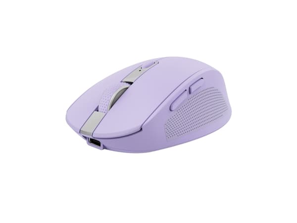 Trust Ozaa - Mus - kompakt, fleranvändarenhet - högerhänt - optisk - 6 knappar - trådlös - 2.4 GHz, Bluetooth - trådlös USB-mottagare - lila