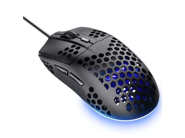 Trust GXT 928 Helox - Mus - ultra-lightweight, gaming - högerhänt - optisk - 6 knappar - kabelansluten - USB - svart