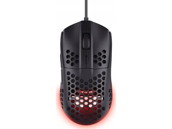 Trust GXT 928 Helox - Mus - ultra-lightweight, gaming - högerhänt - optisk - 6 knappar - kabelansluten - USB - svart