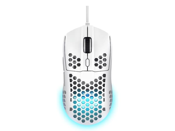Trust GXT 928W Helox - Mus - ultra-lightweight, gaming - högerhänt - optisk - 6 knappar - kabelansluten - USB - vit