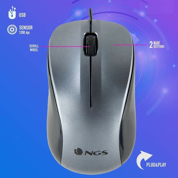 Optisk Mus NGS NGS-MOUSE-1091 Grå 1200 DPI