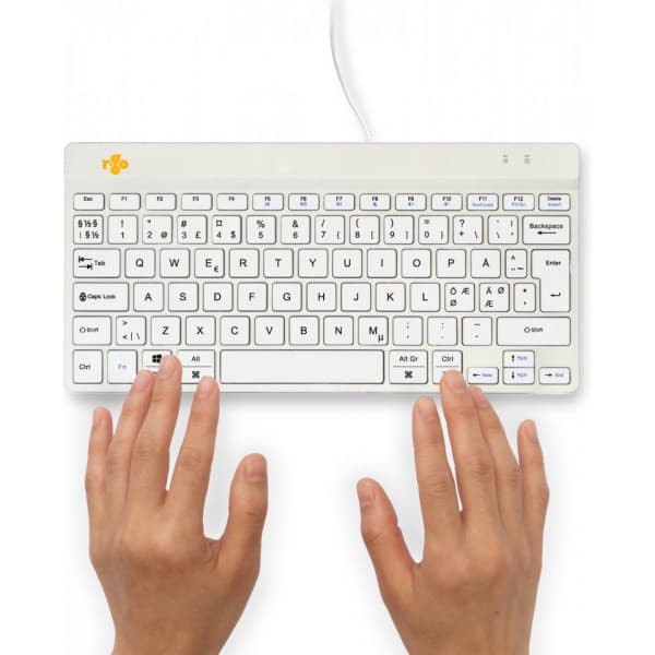 R-Go Compact Break - ergonomisk tangentbord med pausprogramvara, trådad, vit