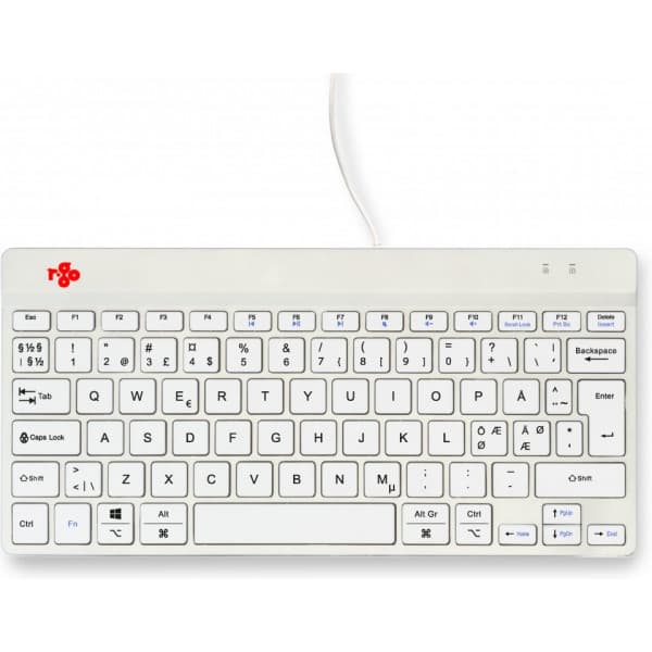 R-Go Compact Break - ergonomisk tangentbord med pausprogramvara, trådad, vit