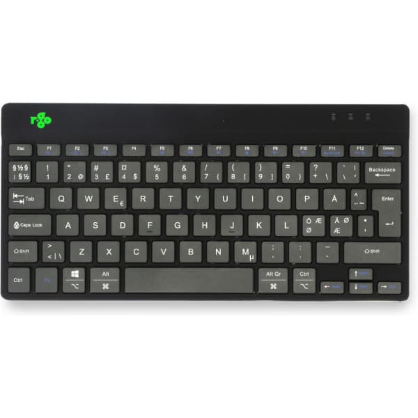 R-Go Compact Break - ergonomisk tastatur med pauseprogramvare, trådløs, sort
