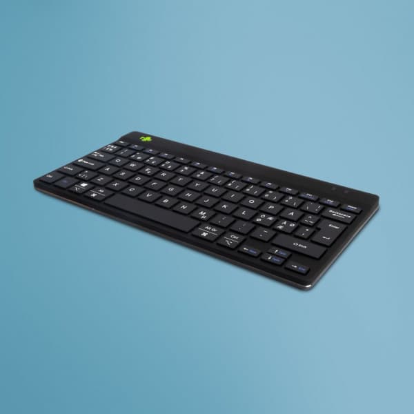 R-Go Compact Break - ergonomisk tastatur med pauseprogramvare, trådløs, sort