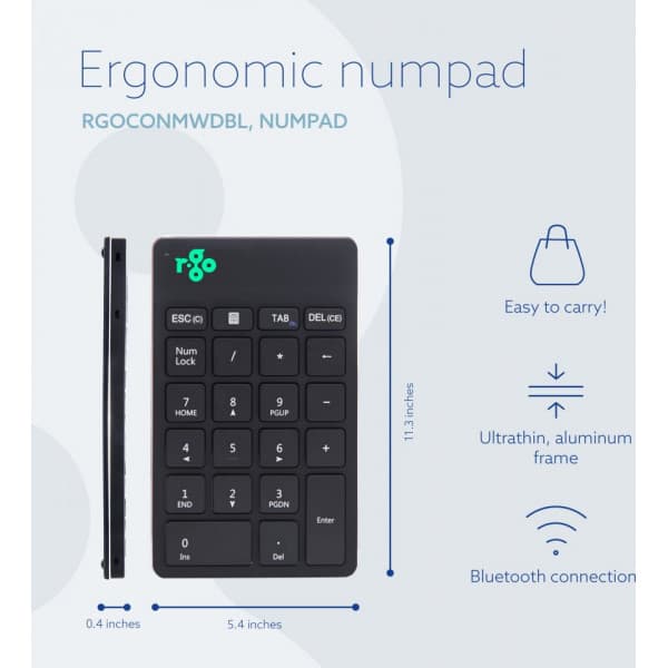 R-Go Numpad Break - nummerplade med afbrydelsessoftware, Bluetooth, sort