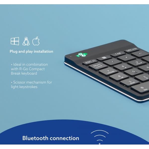 R-Go Numpad Break - nummerplade med afbrydelsessoftware, Bluetooth, sort