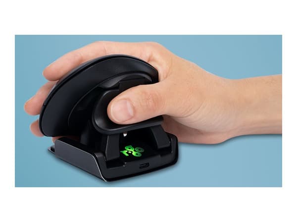 R-Go Ambidextrous Ergonomic mouse Twister - Vertikal mus - ergonomisk - høyre- og venstrehåndet - optisk - 3 knapper - trådløs, kablet - Bluetooth 5. Sort
