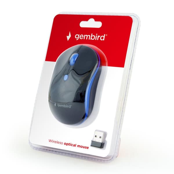 Trådlös optisk mus GEMBIRD MUSW-4B-03-B Svart/Blå (1 antal)