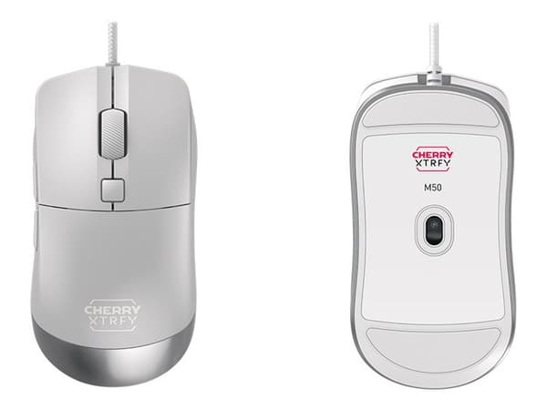 CHERRY Xtrfy M50 - Mus - ergonomisk - optisk - 5 knappar - kabelansluten - USB - vit Vit