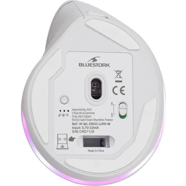 Trådlös ergonomisk mus - BLUESTORK - ERGO - Luminous - PC/MAC - Svart