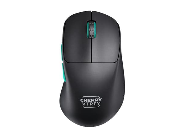 CHERRY Xtrfy M64 - Mus - ergonomisk - optisk - 5 knappar - trådlös - 2.4 GHz - trådlös USB-mottagare - svart