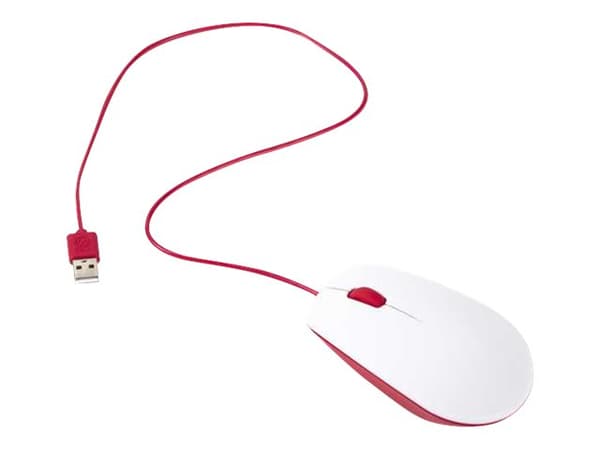 Raspberry Pi SC0165, Molempikätinen, Optinen, USB A-tyyppi, Punainen, Valkoinen Punainen, Valkoinen