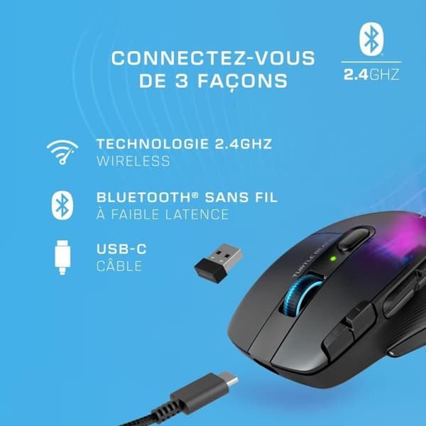 Trådlös spelmus - TURTLE BEACH - Kone XP Air - Med laddstation - Svart