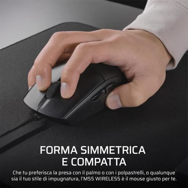 Wired Gaming Mus - CORSAIR - M55 Wired - Svart, Symmetrisk